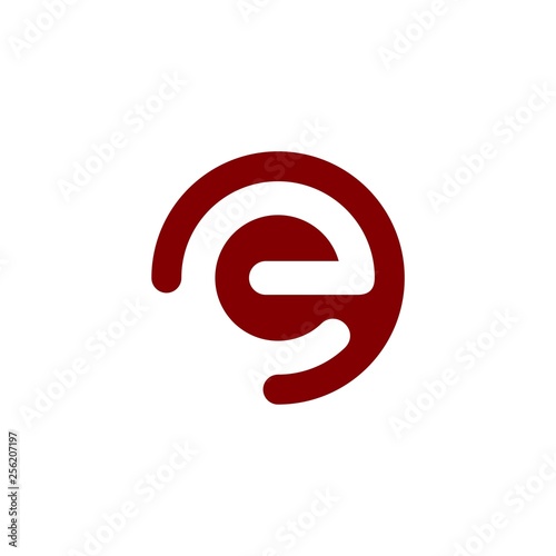 initial logo e inside a rounded letter negative space logo red photo