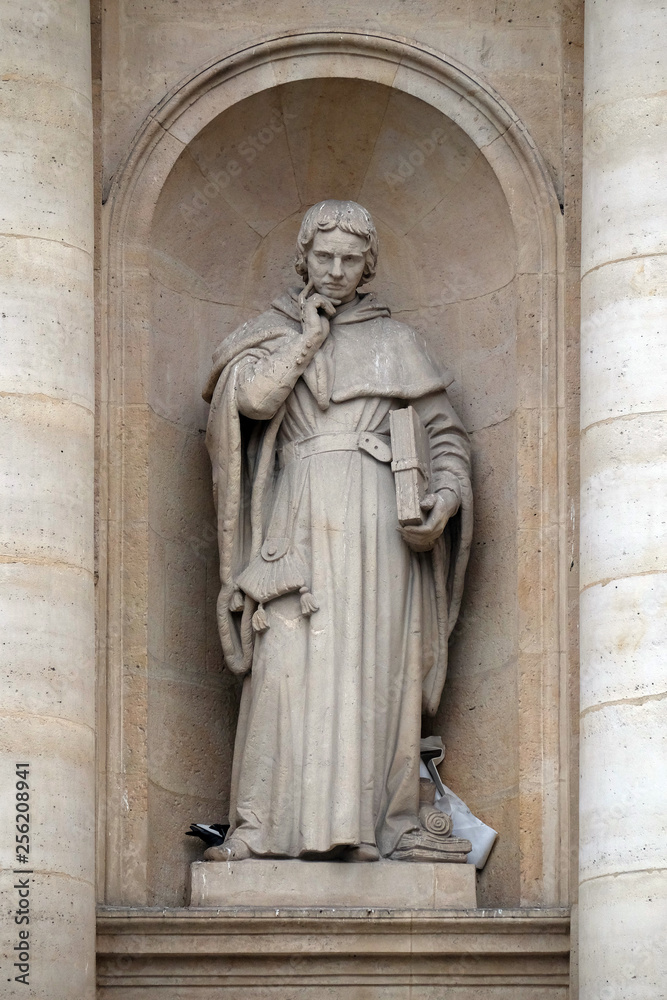 Jean Gerson statue on the facade of the Saint Ursule chapel of the Sorbonne in Paris, France 