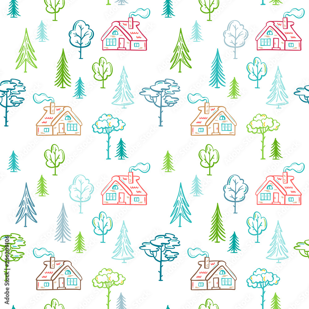 Vector seamless forest pattern. Vector seamless forest pattern.