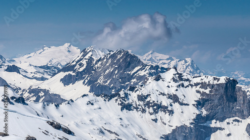 Switzerland, panoramic view on snow Alps with clouds © AlehAlisevich