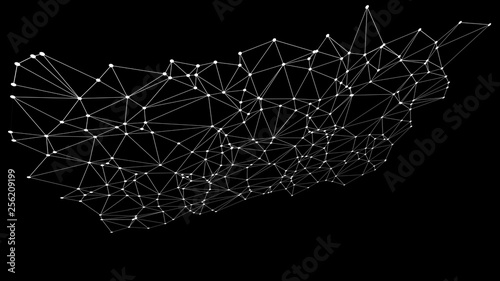 Graphic dot background, digital wires 3d vector illustration