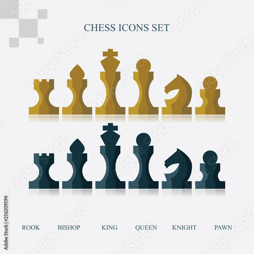Chess. Chess figures. Chess stylized icons.