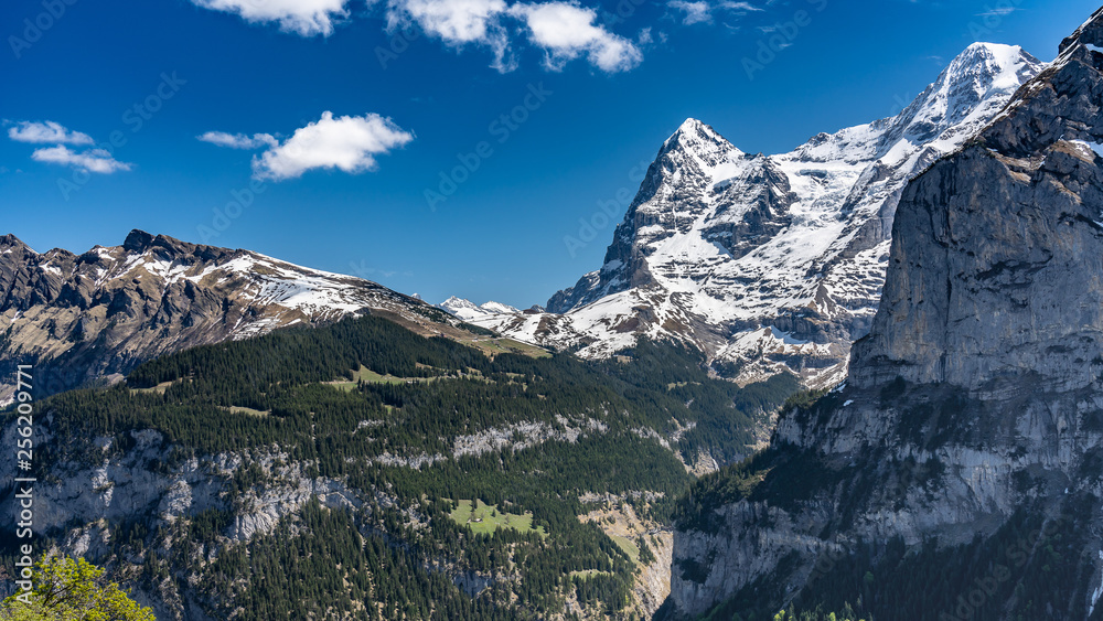 Switzerland, sceniс view on snow Alps from Murren village