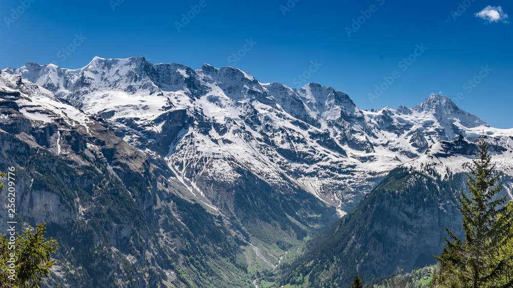 Switzerland, sceniс view on snow Alps from Murren village