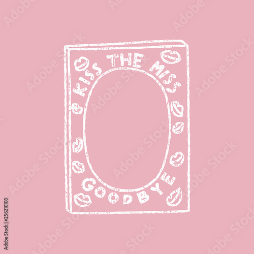Bachelorette party concept. Life size photo frame prop. Vintage texture doodle.