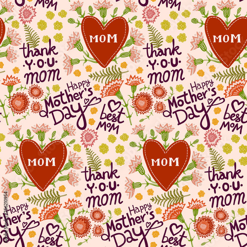 Seamless floral pattern on light background. Mother's day