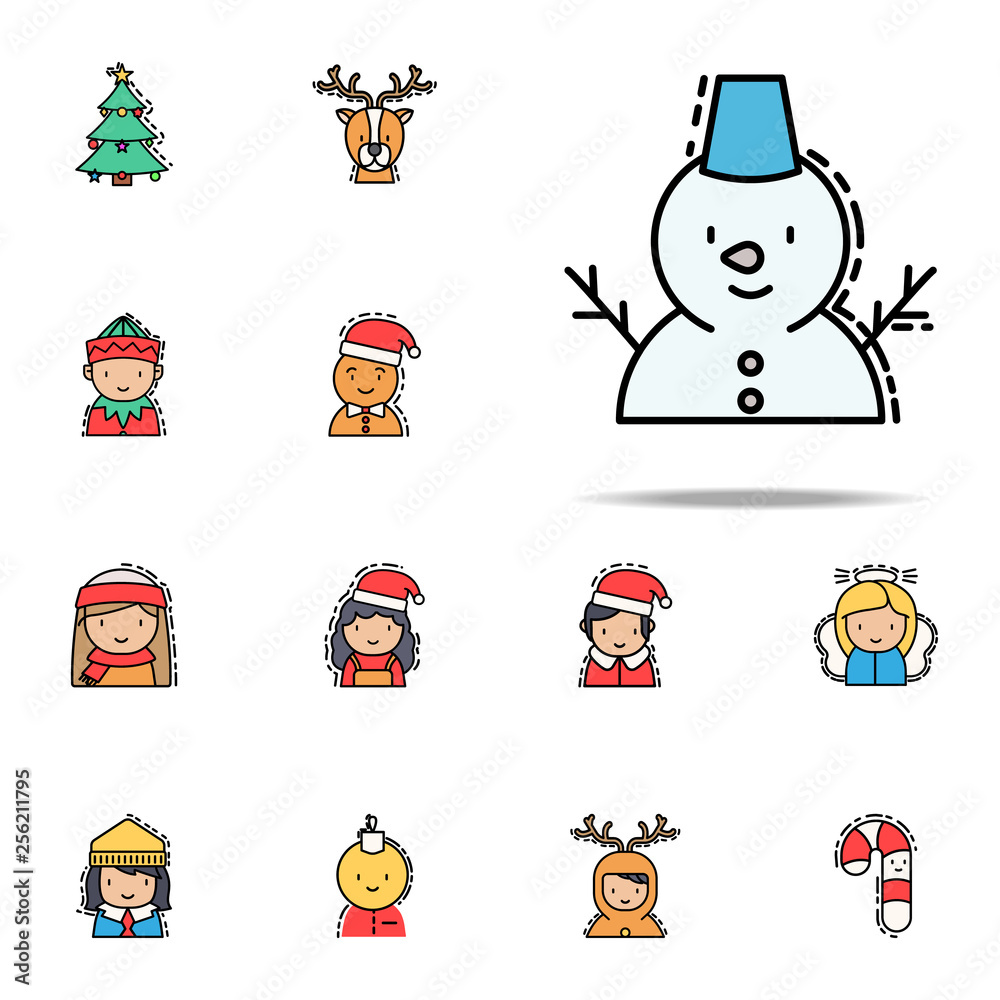 Snowman colored icon. Christmas avatars icons universal set for web and mobile