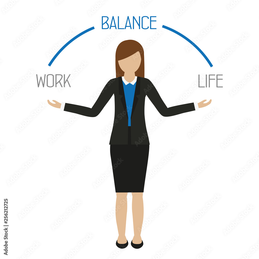 work life balance business woman character isolated on white background vector illustration EPS10 work life balance business woman character isolated on white background vector illustration EPS10