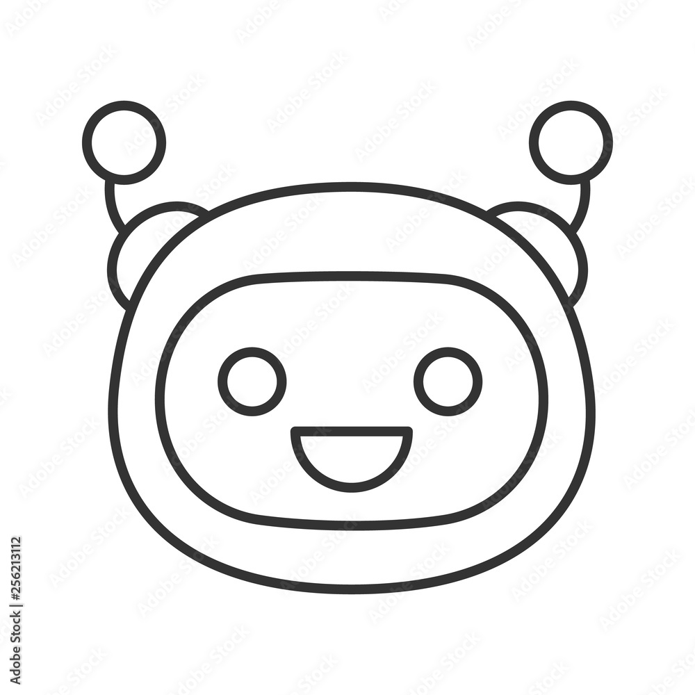 Laughing robot emoji linear icon Laughing robot emoji linear icon
