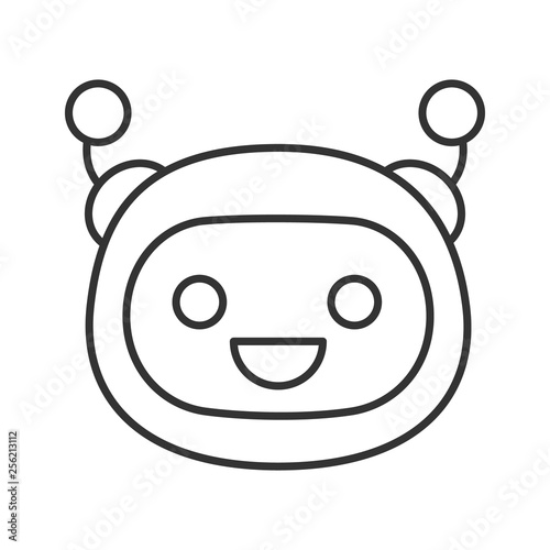 Laughing robot emoji linear icon