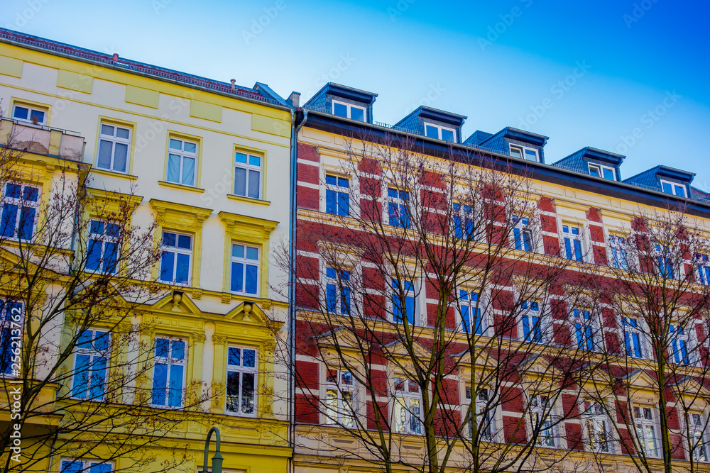 yellow and red apartment houses at berlin