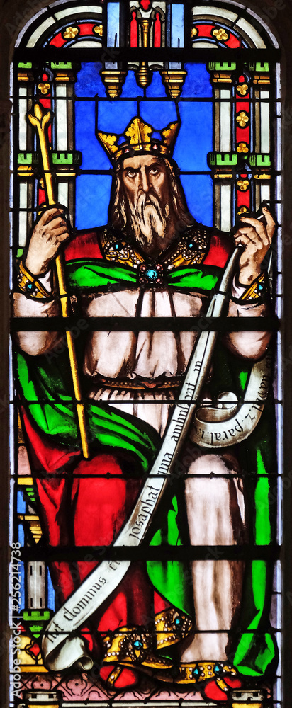 King Jehoshaphat, stained glass window from Saint Germain-l'Auxerrois church in Paris, France 