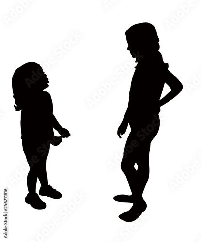 children making chat, silhouette vector