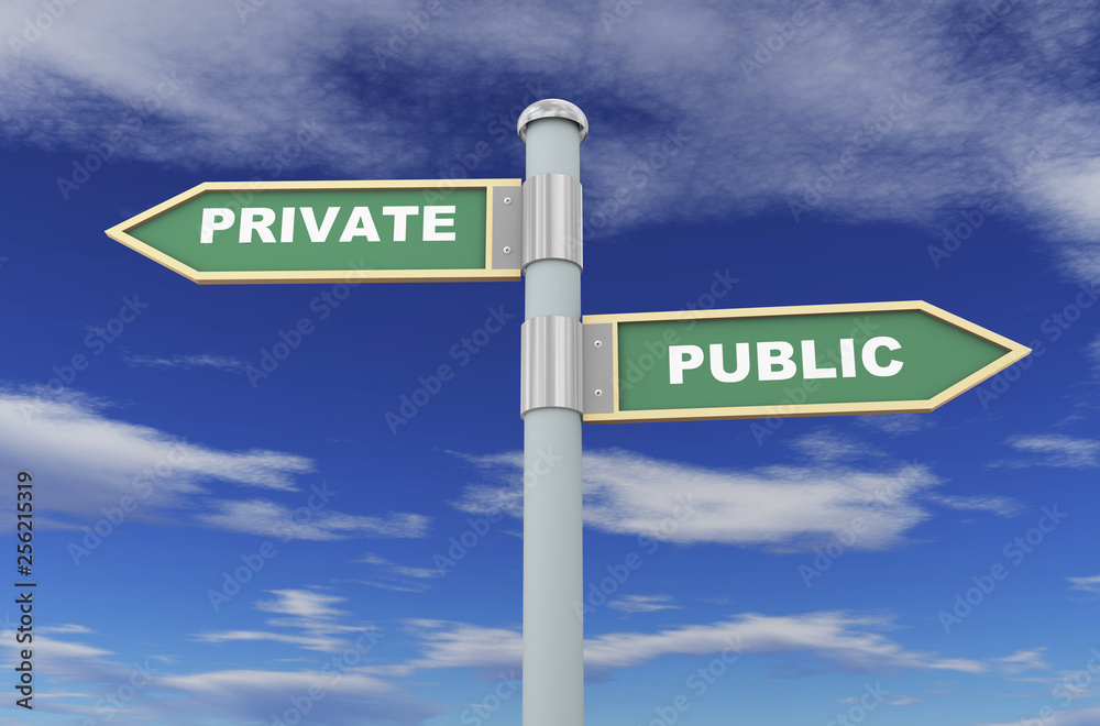 Obraz premium 3d public and private roadsign