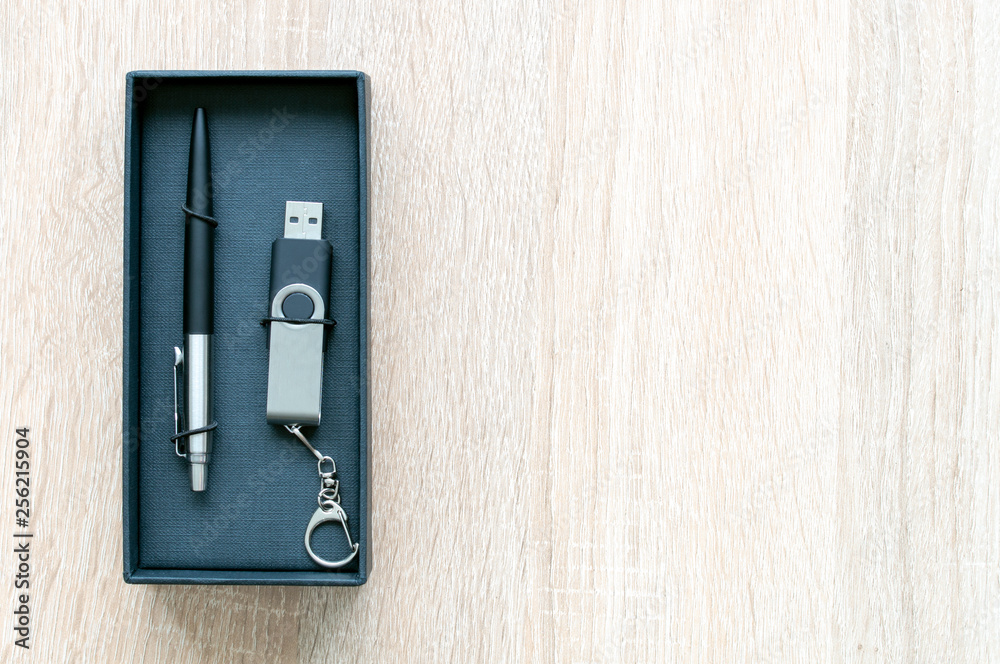 pen and USB flash drive in a gift box pen and USB flash drive in a gift box