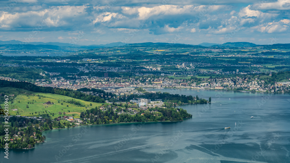 Switzerland, panoramic view on Luzern and lake