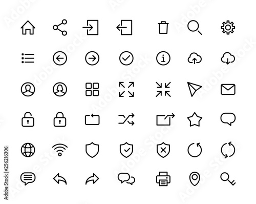 Web ui icon set simple flat style outline vector sign