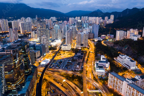 Hong Kong city at night photo