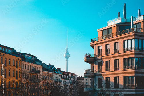 tv-tower at berlin between apartment houses