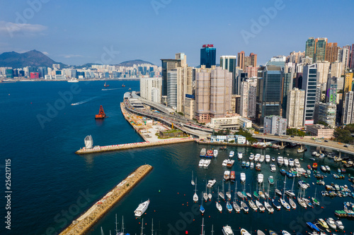 Hong Kong harbor front and typhoon shelter