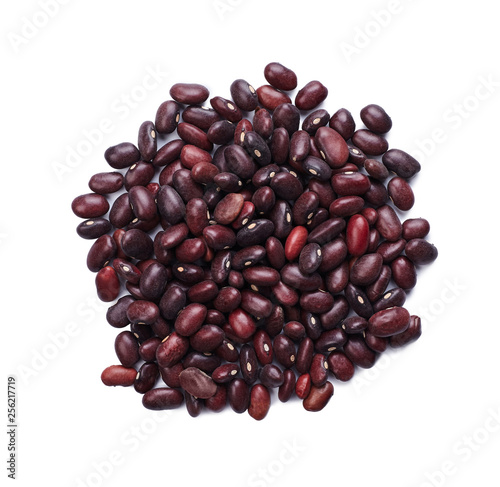 A heap of red beans isolated on white background. Top view.