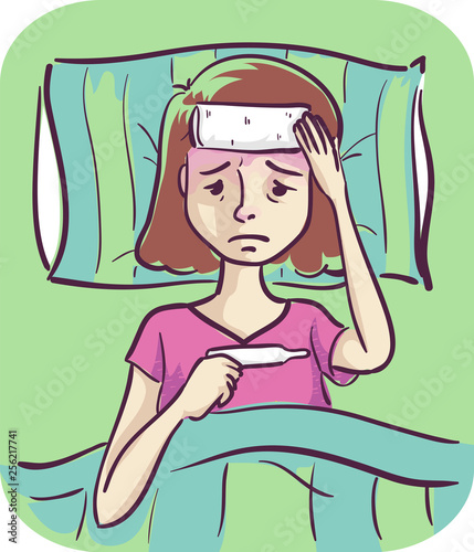 Girl Body Temperature Raise Illustration