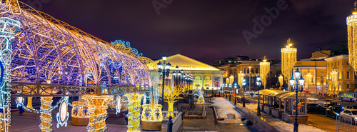City the Moscow .Christmas installation at the Manege square, Russia.2019