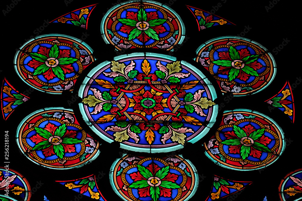 Stained glass windows in the Saint Eugene - Saint Cecilia Church, Paris, France Stained glass windows in the Saint Eugene - Saint Cecilia Church, Paris, France