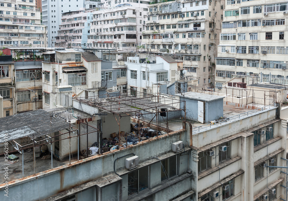 Old residential building in Hong Kong city
