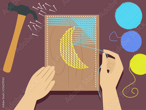 Hands String Art Illustration