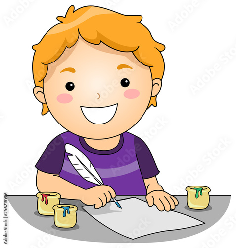 Kid Boy Quill Pen Colored I...