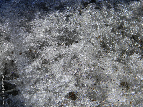 Thawed patch in the snow. Melting snow. Spring, slush, melted snow © Кристина Хрущёва