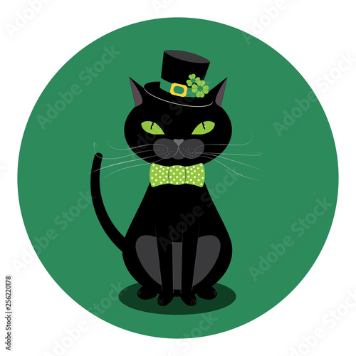 Black cat with shamrock