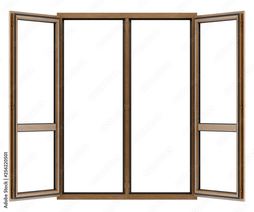 open wooden window isolated on white background open wooden window isolated on white background