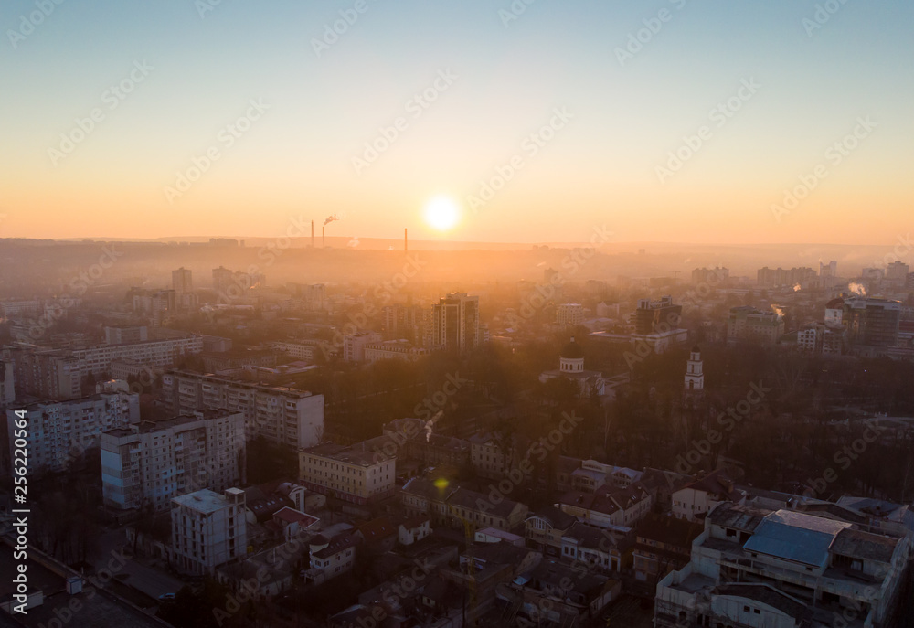Stefan cel mare central boulevard at sunrise Stefan cel mare central boulevard at sunrise