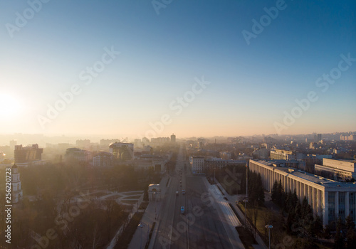 Stefan cel mare central boulevard at sunrise