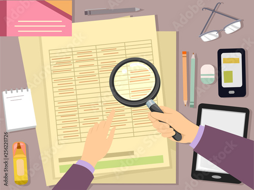 Hand Auditor Magnifying Glass Illustration