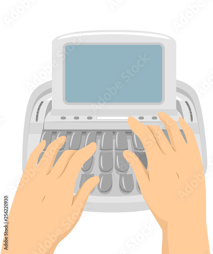 Hands Court Stenotype Machine Illustration