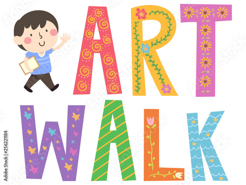 Kid Boy Art Walk Lettering Illustration
