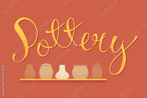 Pottery Lettering Pots Illustration