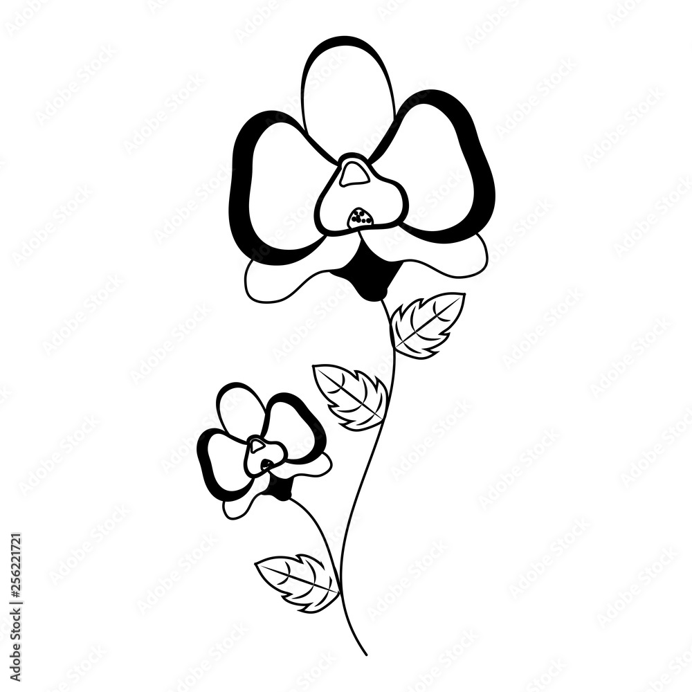 flower with stem and leaves flower with stem and leaves
