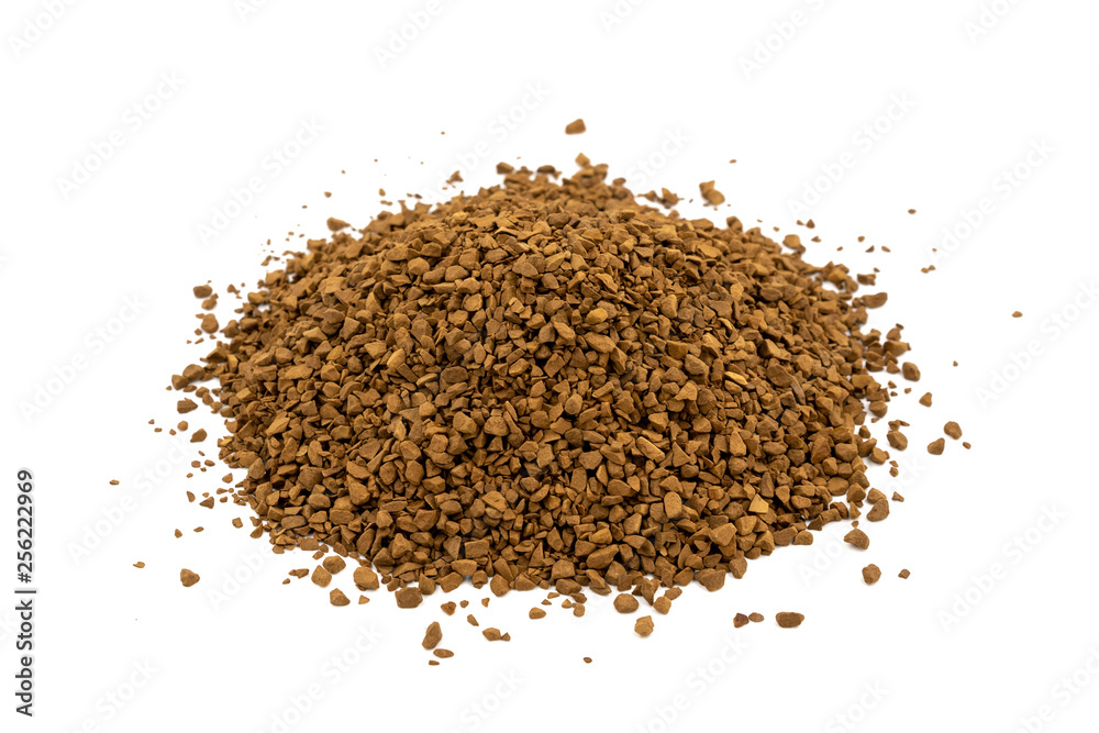 Brown granulated coffee on a white background Brown granulated coffee on a white background