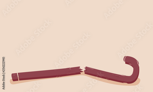 Senior Crime Awareness Broken Cane Illustration