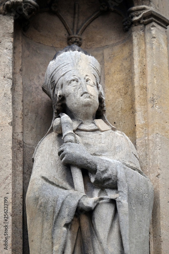 Saint Germain statue on the portal of the Saint Germain l'Auxerrois church in Paris, France  © zatletic