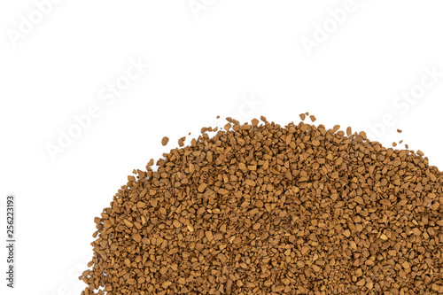 Brown granulated coffee on a white background