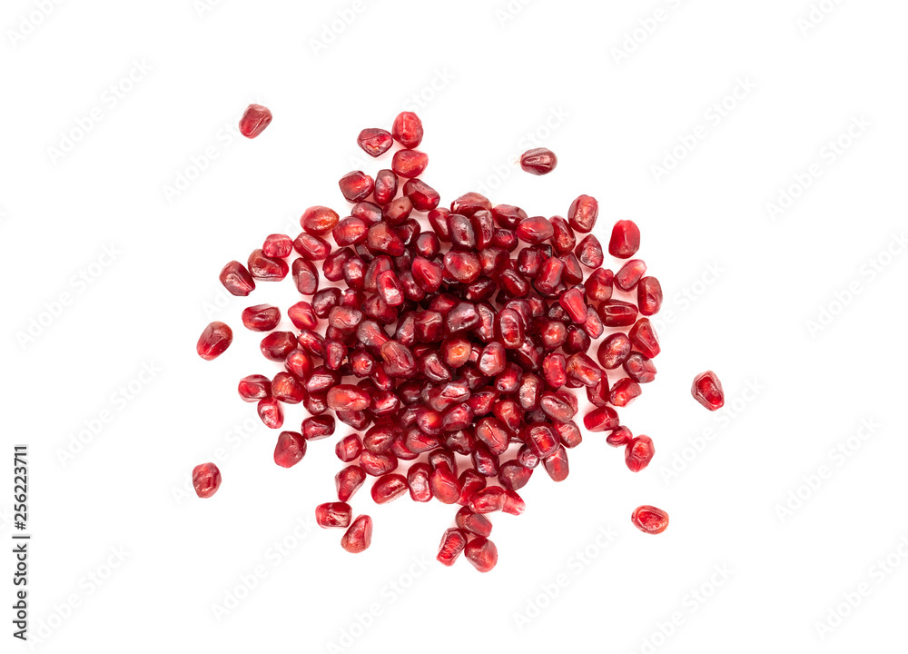Peeled red pomegranate on white background Peeled red pomegranate on white background