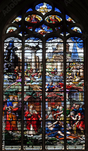 Healing the paralytic  stained glass windows in the Saint Gervais and Saint Protais Church  Paris  France 