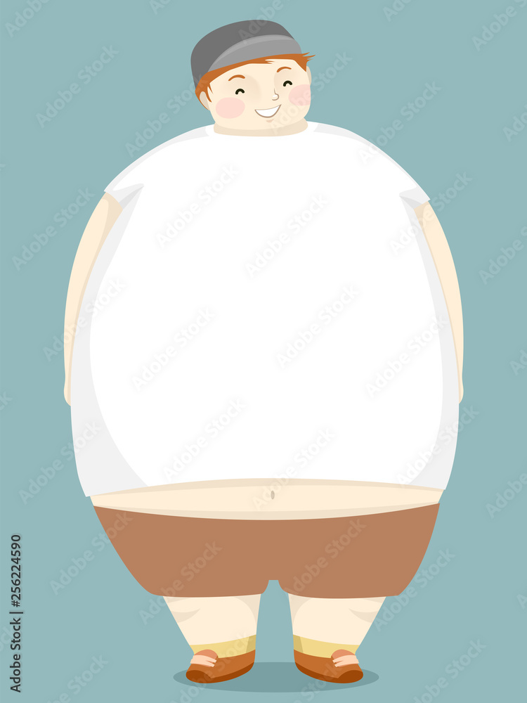 Kid Boy Fat White Shirt Copyspace Illustration Kid Boy Fat White Shirt Copyspace Illustration
