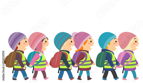 Stickman Kids Sweden Students Walk Illustration