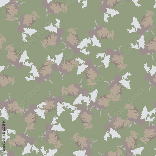 Field camouflage of various shades of green, brown and white colors